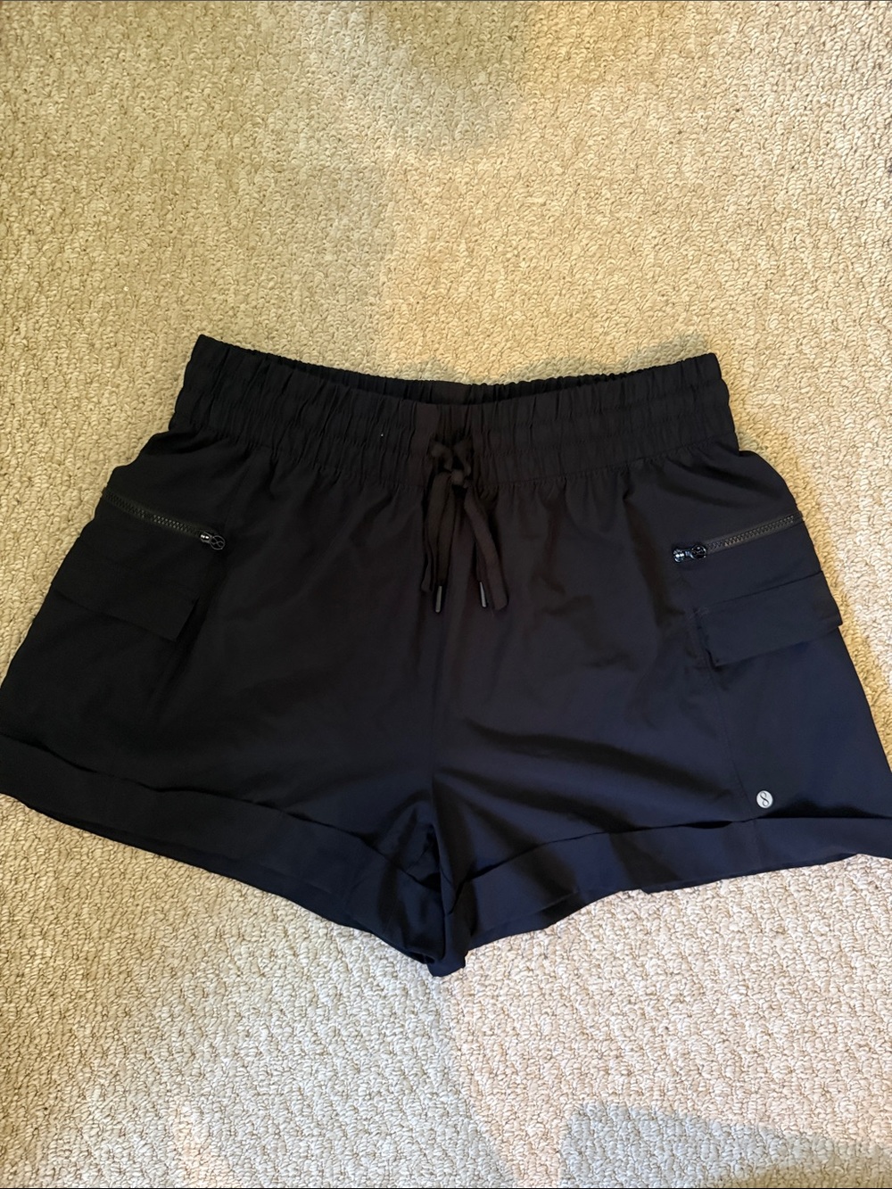 Layer 8 Black Women's Athletic Shorts with Drawstring and Zip Pockets
